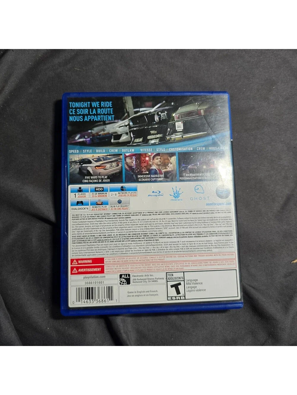 Need For Speed - Sony PlayStation 4 Game Tested And Working